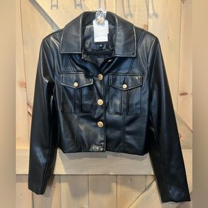 7 for All Mankind faux leather jacket in size medium. Gold buttons. A+